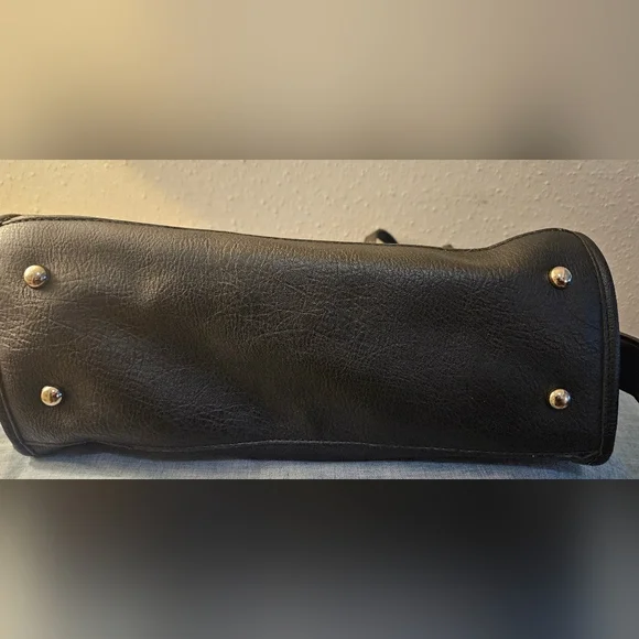 Prune Studded Black Leather Bag - Picture 3 of 9